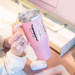 Monogrammed Travel Tumbler 21 Monogrammed Travel Tumbler -Fashion Clothing Store FEy blush travel tumbler using while working