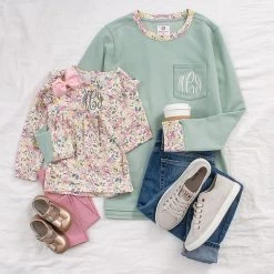 Monogrammed Kids Ruffle Set -Fashion Clothing Store FNc mom and me fall botanical styles