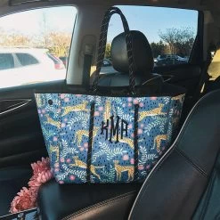 Monogrammed Neoprene Tote 14 Monogrammed Neoprene Tote -Fashion Clothing Store FiQ blue fiesta leopard neoprene tote in car
