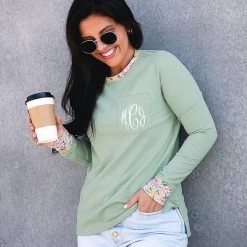 Monogrammed Emma Sweatshirt -Fashion Clothing Store FoG girl wearing fall botanical emma sweatshirt