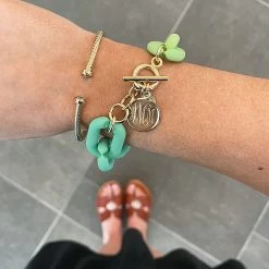 Monogrammed Acrylic Link Bracelet -Fashion Clothing Store GbX green acrylic link bracelet with cut out sandals
