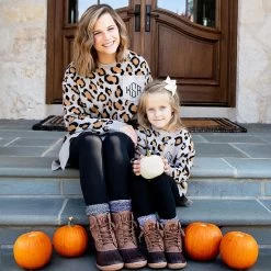 Monogrammed Kids Leopard Sweater -Fashion Clothing Store GjO mom and me leopard boyfriend sweaters