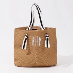 Monogrammed Straw Purse