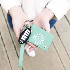 Monogrammed Card Holder 11 Monogrammed Card Holder -Fashion Clothing Store GtH close up of girl holding mint card holder