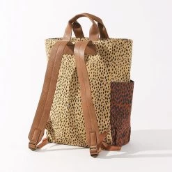 Monogrammed Commuter Backpack -Fashion Clothing Store GyT back straps of monogrammed commuter bag in camel dottie