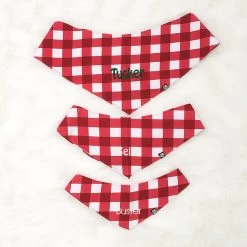 Personalized Dog Bandana -Fashion Clothing Store H5K red white buffalo plaid dog bandana flatlay