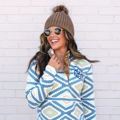 Chunky Knit Beanie -Fashion Clothing Store H7y brown chunky knit beanie with pullover