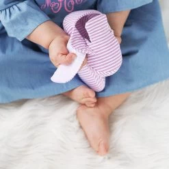 Monogrammed Baby Shoes -Fashion Clothing Store HKc close up of velcor pink seersucker baby shoe