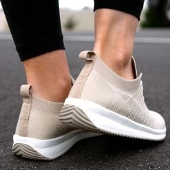 Monogrammed Tennis Shoes -Fashion Clothing Store HSu back of tennis shoes heathered tan