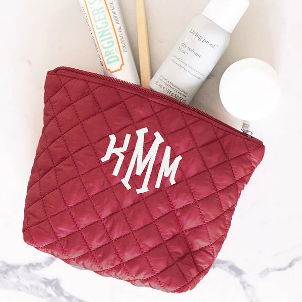 Monogrammed Diamond Quilted Cosmetic Case 8 Monogrammed Diamond Quilted Cosmetic Case - Image 8