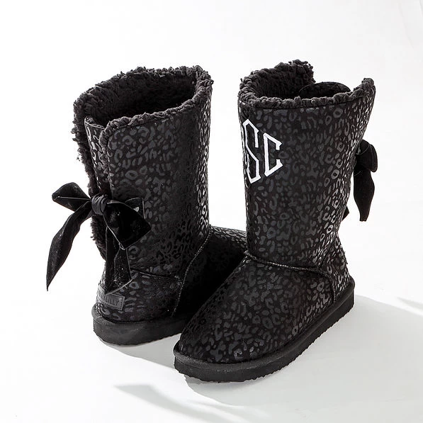 Monogrammed Sherpa Tie Booties 4 Monogrammed Sherpa Tie Booties - Image 4