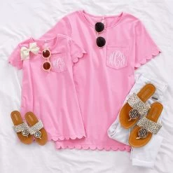 Monogrammed Kids Scalloped Dress -Fashion Clothing Store IO3 mom and me scallop outfits