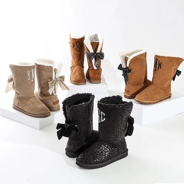Monogrammed Sherpa Tie Booties 2 Monogrammed Sherpa Tie Booties - Image 2