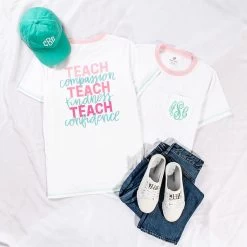 Monogrammed Teacher T-Shirt -Fashion Clothing Store IoQ teacher t shirt front back outfit