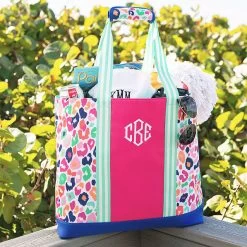 Monogrammed Mega Beach Bag 15 Monogrammed Mega Beach Bag -Fashion Clothing Store Iyq multi leopard mega beach bag in front of greenery new