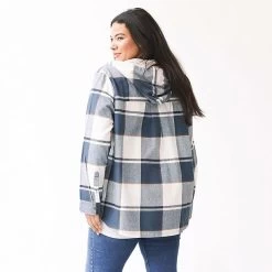 Monogrammed Shacket -Fashion Clothing Store JPd back of slate ivory plaid shacket