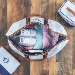 Monogrammed Seersucker Weekender 9 Monogrammed Seersucker Weekender -Fashion Clothing Store JVZ inside monogrammed seersucker weekender