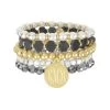 Monogrammed Multi-Metallic Bracelet Set