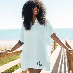 Monogrammed Nantucket Cover Up -Fashion Clothing Store Jfo monogrammed mint seersucker nantucket cover up on boardwalk