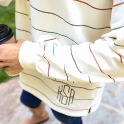 Monogrammed Puff Sleeve Sweatshirt -Fashion Clothing Store Jsi autumn stripes puff sleeve sweatshirt up close