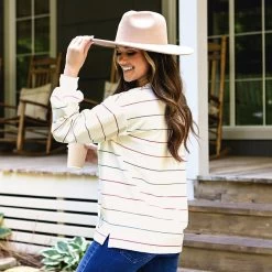 Monogrammed Puff Sleeve Sweatshirt -Fashion Clothing Store Jsi autumn stripes puff sleeve sweatshirt with hat at cabin