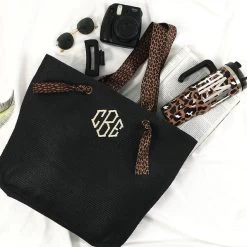 Monogrammed Straw Purse -Fashion Clothing Store JyJ black straw purse with cheetah tumbler