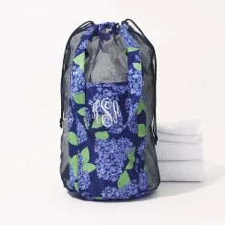 Monogrammed Packable Laundry Bag 14 Monogrammed Packable Laundry Bag -Fashion Clothing Store K59 personalized packable blue hydrangea laundry bag with towels