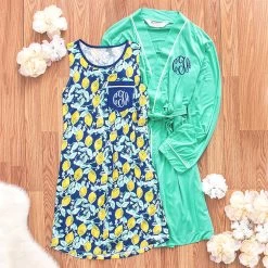 Personalized Robe -Fashion Clothing Store K7Z monogrammed mint robe with lemon sleep gown