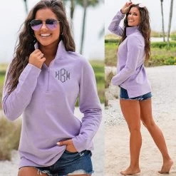 Monogrammed Pullover Sweatshirt 8 Monogrammed Pullover Sweatshirt -Fashion Clothing Store KJK front and back of lavender monogrammed pullover sweatshirt