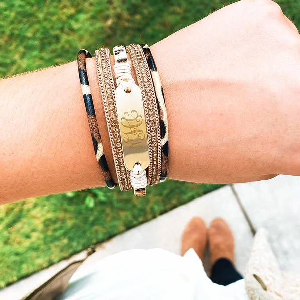 Monogrammed Leopard Bar Bracelet 4 Monogrammed Leopard Bar Bracelet - Image 4