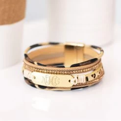Monogrammed Leopard Bar Bracelet 6 Monogrammed Leopard Bar Bracelet -Fashion Clothing Store KlT monogrammed leopard bar bracelet
