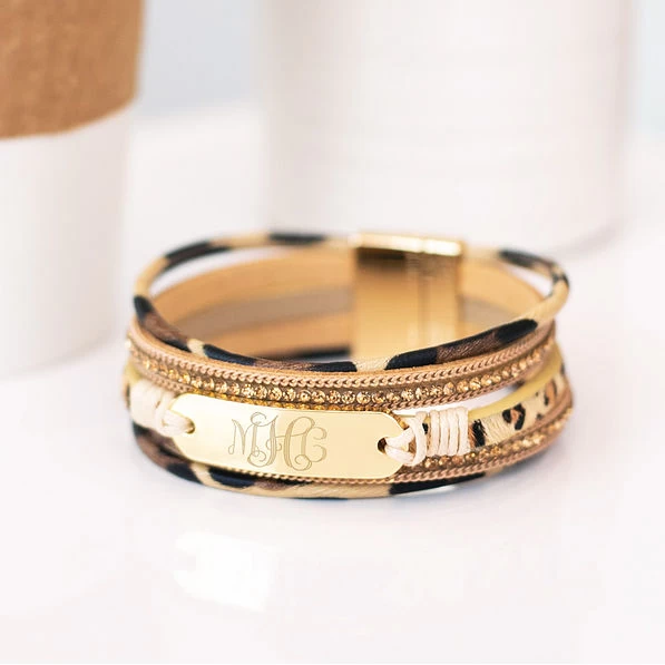 Monogrammed Leopard Bar Bracelet 3 Monogrammed Leopard Bar Bracelet - Image 3