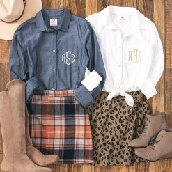 Monogrammed Button Down Tunic 8 Monogrammed Button Down Tunic -Fashion Clothing Store L3X monogrammed button downs and skirts ootd flatlay