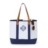 Monogrammed Seersucker Tote Bag