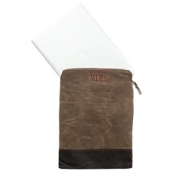 Monogrammed Waxed Canvas Laptop Case