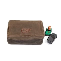 Monogrammed Waxed Canvas Shave Kit