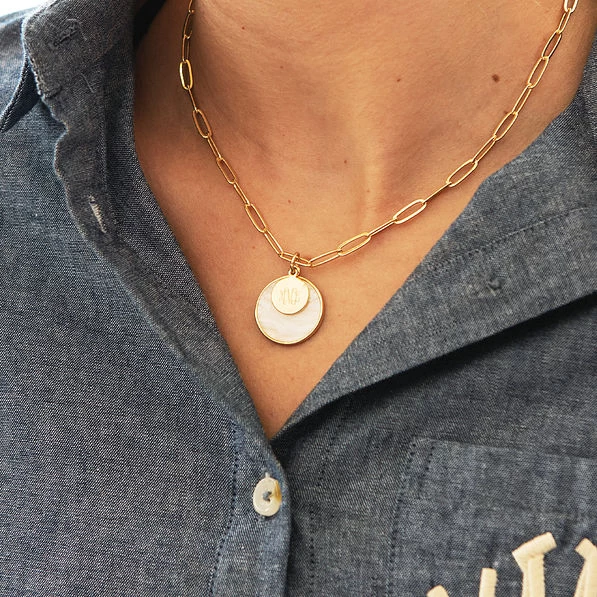 Monogrammed Layered Disc Necklace 4 Monogrammed Layered Disc Necklace - Image 4