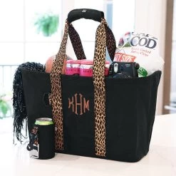 Monogrammed Market Basket -Fashion Clothing Store ML9 black market basket on counter with koolie