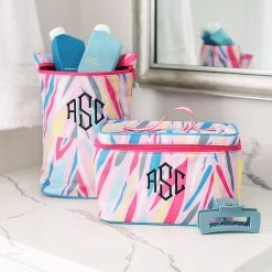 Monogrammed Train Case -Fashion Clothing Store MPk monogrammed ditty bag and train case in pink safari