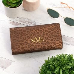 Monogrammed Metallic Leopard Wallet -Fashion Clothing Store MaK brown metallic leopard wallet with sunglasses