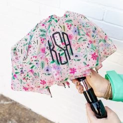 Monogrammed Umbrella -Fashion Clothing Store MtJ closed monogrammed coral floral umbrella