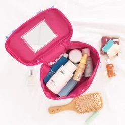 Monogrammed Train Case -Fashion Clothing Store Mwf pink safari train case open with mirror