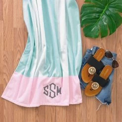 Monogrammed Beach Towel -Fashion Clothing Store NL0 cabana stripe monogrammed beach towel with monogrammed