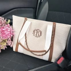 Monogrammed Charlotte Handbag -Fashion Clothing Store NaL ivory charlotte handbag in car