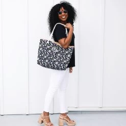 Personalized Tote Bag 12 Personalized Tote Bag -Fashion Clothing Store NeL full body ootd with black daisies personalized tote bag