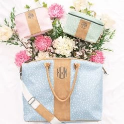 Monogrammed Dottie Cosmetic Case -Fashion Clothing Store OBd monogrammed dottie weekender train case and cosmetic case with flowers