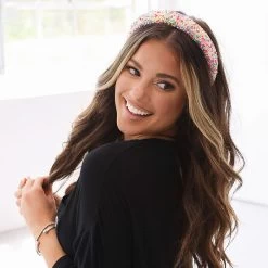Statement Headband -Fashion Clothing Store OLr sprinkle statement headband on brunette