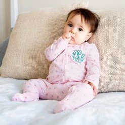 Monogrammed Kids Pajamas -Fashion Clothing Store Oa5 pink rosebud baby pajamas