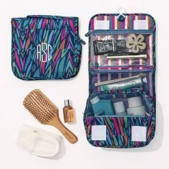 Monogrammed Packable Hanging Travel Case 14 Monogrammed Packable Hanging Travel Case -Fashion Clothing Store PqO personalized packable hanging cosmetic case in navy safari with accessories