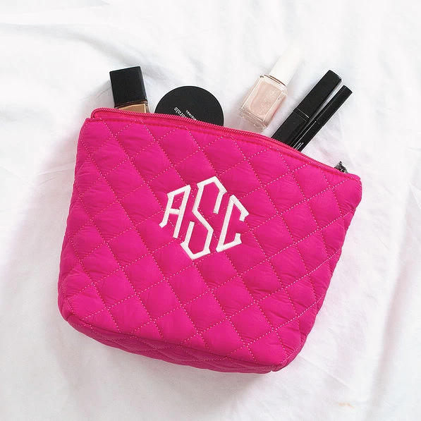 Monogrammed Diamond Quilted Cosmetic Case 4 Monogrammed Diamond Quilted Cosmetic Case - Image 4